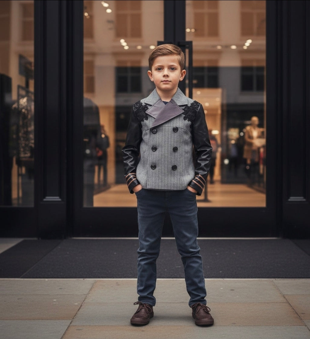 Boys Smart Blazer Jacket Kids Formal School Coat Casual Suit 4-15Y